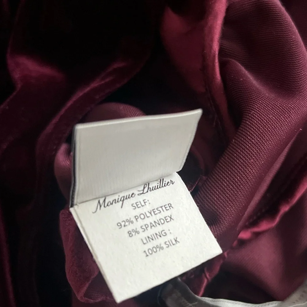 Monique Lhuillier Collection Merlot Soft Velvet Tapered Jumpsuit
